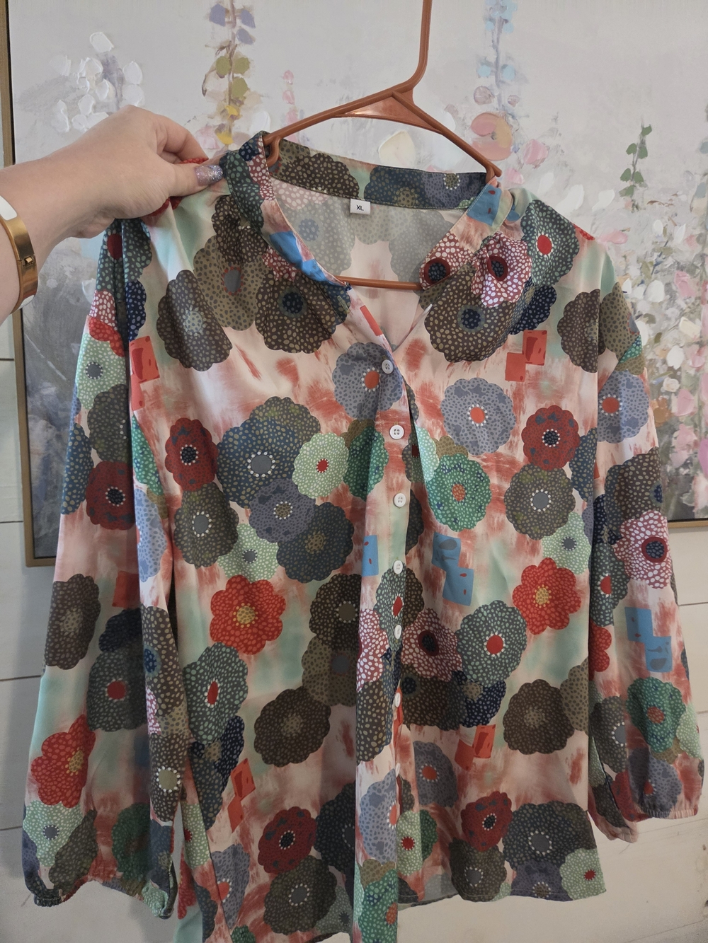 SHEIN Multi-Color Floral Button-Up Blouse